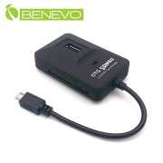 OTG型 3埠Micro USB HUB，可讀記憶卡