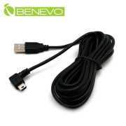 左彎型3.5M Mini-USB電源連接線，用於行車紀錄器/GPS導航供電