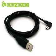 右彎型 1.5M Mini-USB電源連接線，用於行車紀錄器/GPS導航供電