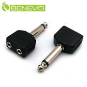 6.3mm單聲道(公頭)轉雙3.5mm(母頭)音源轉接頭