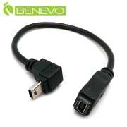 下彎型 25cm USB2.0 MiniUSB 公對母延長線