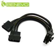 PCI-E顯卡用 雙4PIN(D型)電源轉接8PIN電源供電線(鍍錫純銅與黑色編織網)