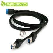 前置面板型 80cm USB3.0主機板20PIN轉雙USB A母可鎖連接線(螺絲間距20mm)