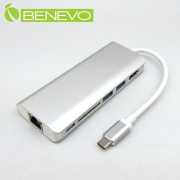 USB3.1 Type-C轉HDMI影音+USB3.0+Gigalan+SD讀卡轉接器，支援供電