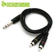 1米 6.35mm立體聲轉雙RCA/梅花接頭聲音連接線