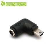 右彎型 Mini USB公頭轉 DC電源母座(5.5mmx2.1mm )轉接頭