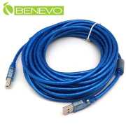 10米 USB2.0 A公-B公 高隔離連接線，採金屬編織與磁環防干擾設計