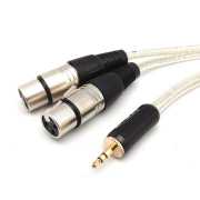 70cm 3.5mm立體聲公頭轉雙XLR(Cannon接頭)母頭 音訊連接線
