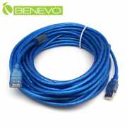 10米 USB2.0 A公-A母 高隔離延長線，採金屬編織與磁環防干擾設計