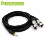 2米 3.5mm立體聲公頭轉雙XLR(Cannon接頭)母頭 音訊連接線