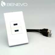 嵌入面板型 雙孔USB3.0帶線插座
