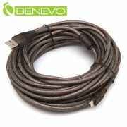 專業級 10米 USB2.0 A公-Mini B公 訊號連接線，採128編金屬編織與磁環