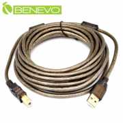 專業級 5米 USB2.0 A公-B公 訊號連接線，採128編金屬編織與磁環