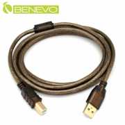 專業級 2米 USB2.0 A公-B公 訊號連接線，採128編金屬編織與磁環