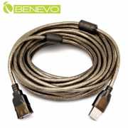 專業級 10米 USB2.0 A公-A母 高隔離延長線，採128編金屬編織與磁環