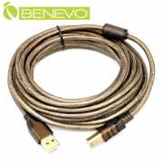 專業級 5米 USB2.0 A公-B公 訊號連接線，採128編金屬編織與磁環