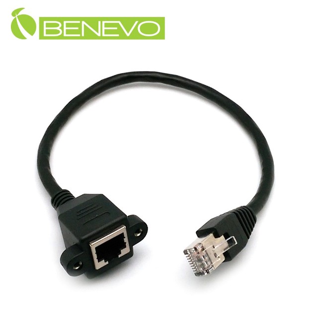 BENEVO 30cm Cat6 RJ45 延長線 - 公對母設計