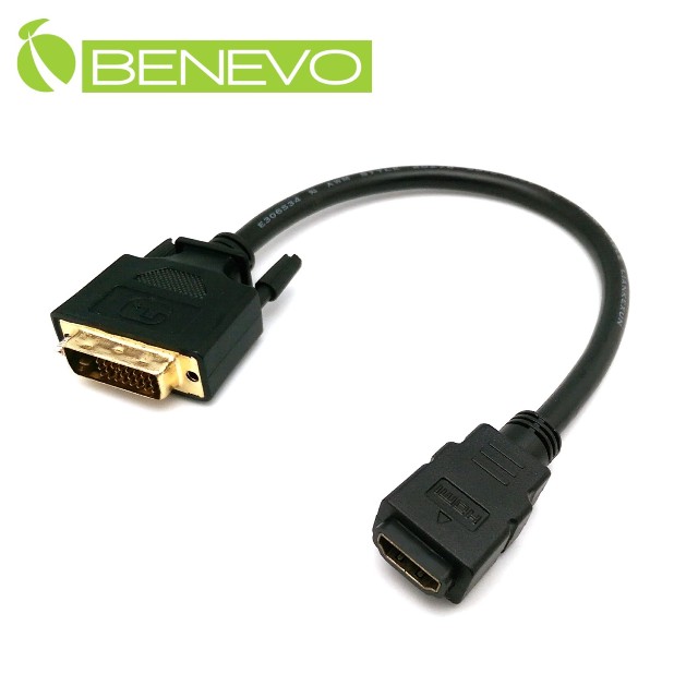 BENEVO 30cm HDMI 轉 DVI-D 訊號短轉線 - 鍍金接頭