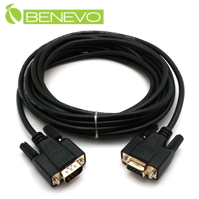 BENEVO 5米 RS232 公對母訊號線 - 鍍金接頭