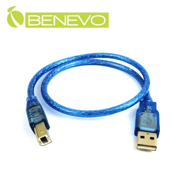 BENEVO 50cm USB2.0 A公-B公連接線 - 金屬編織網