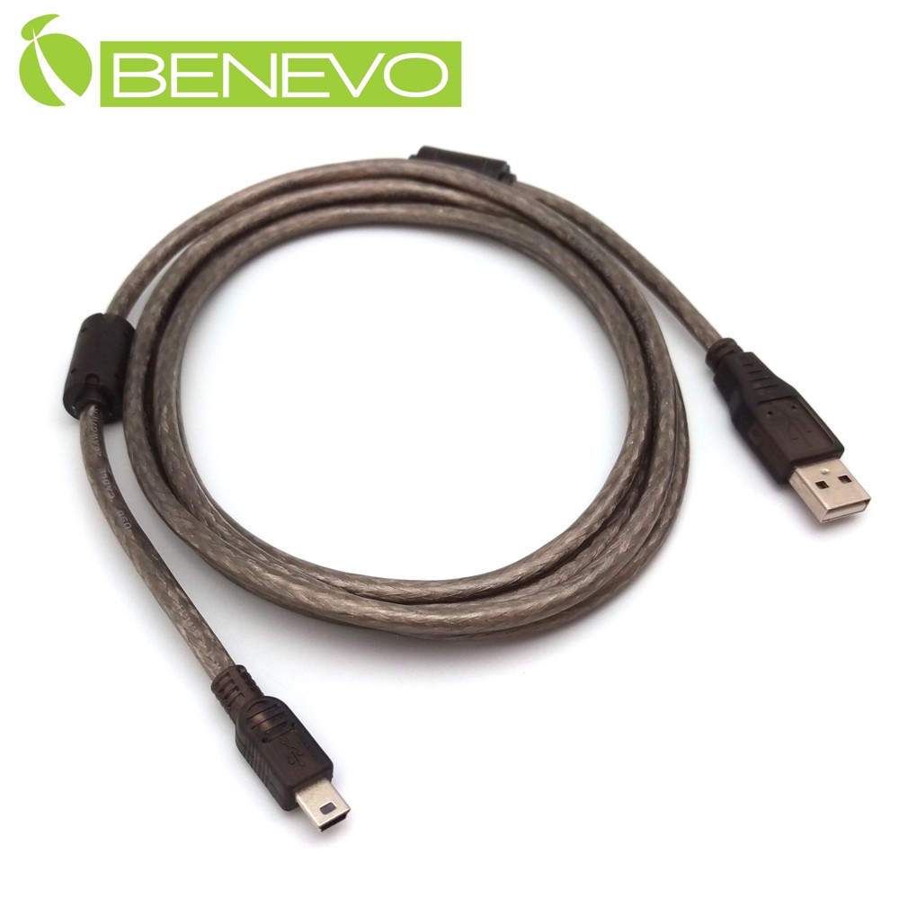 BENEVO 1.5米 USB2.0 A公-Mini B公 連接線 - 金屬編織設計